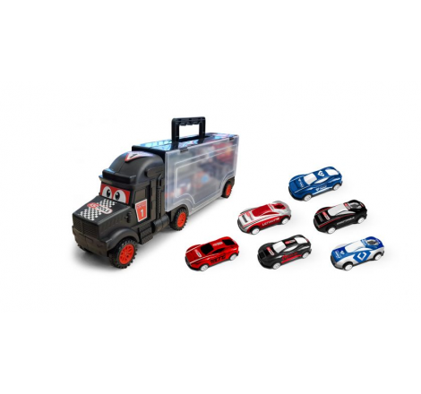 COFFRET CAMION AVEC 6 VOITURES POUR ENFANT 7PCES